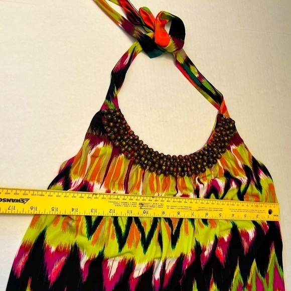 Calvin Klein summer bright color halter top blouse with bead accent Sz S.  Q3 - Picture 5 of 8